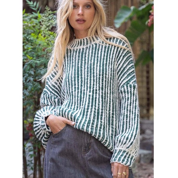 POL Sweaters - POL Two Tone Woven Mock Neck Sweater Womens Small
